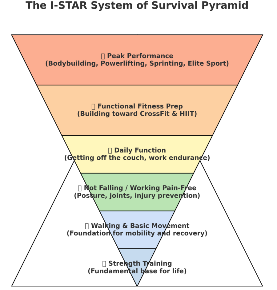 The I-STAR system pyramid, from strength training foundations to peak performance